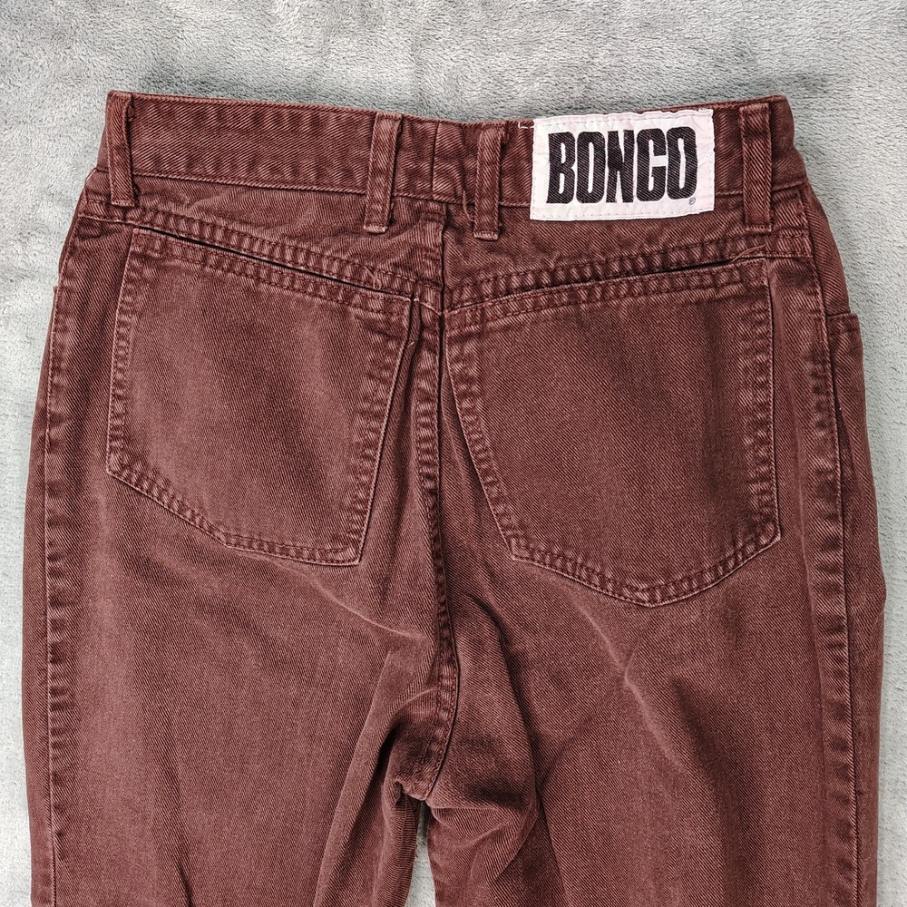 Vintage Bongo Jeans Womens 9 Plum Maroon Made in USA Gene Montesano Tapered